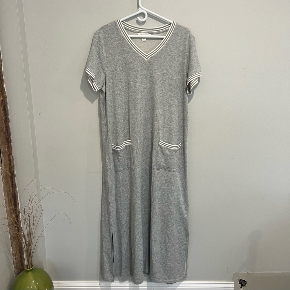 Coldwater Creek gray sweatshirt maxi dress womens XL lagenlook comfort wear